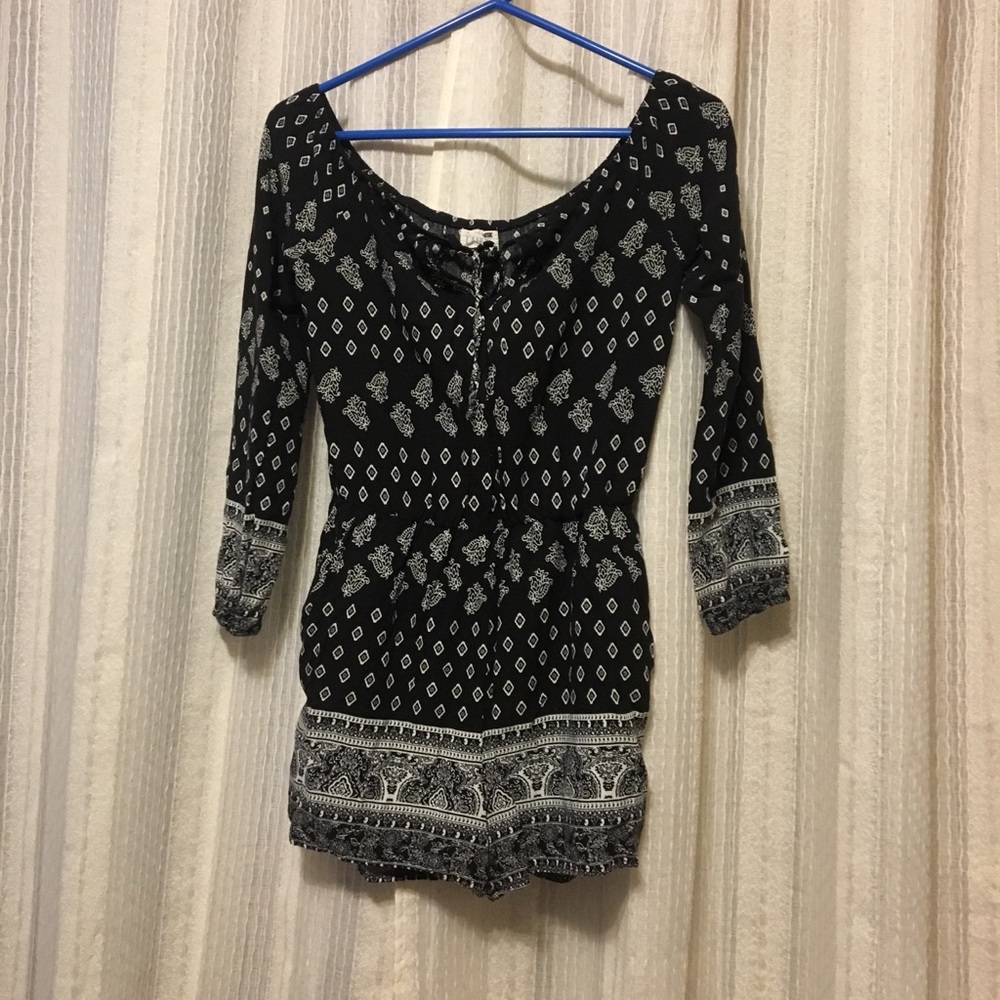 Pacsun black and white tribal romper